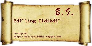 Báling Ildikó névjegykártya